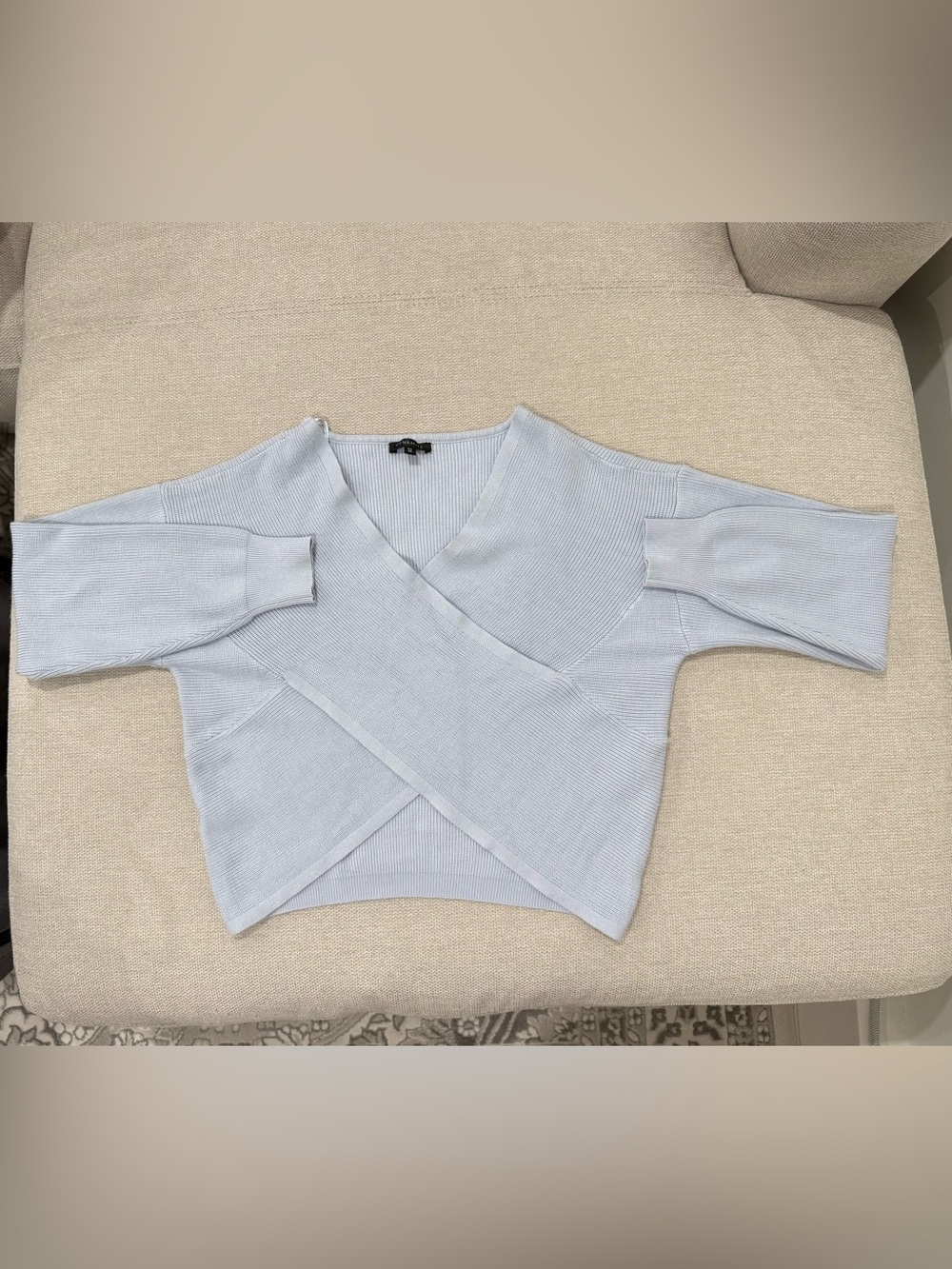Dynamite Light Blue Wrap-Style Knit Top